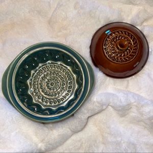 Brown green Savinio covered dish new unused